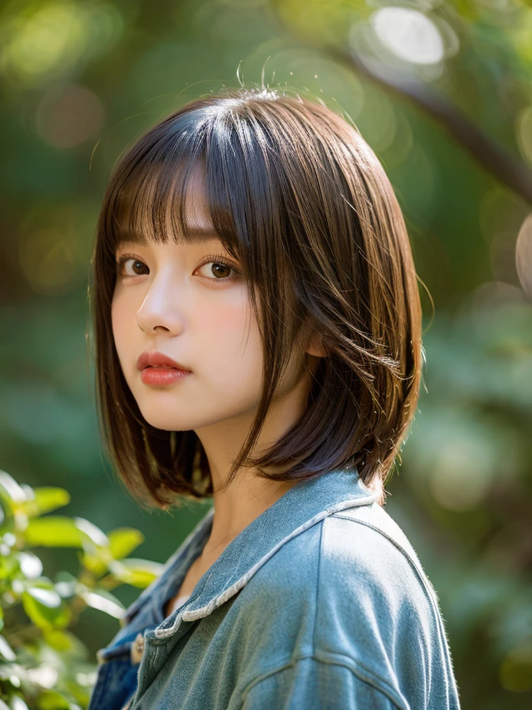 A beautiful, meticulously groomed straight bob hairstyle, plein air, solo, best quality, super high resolution, (beautiful poop:1.3) ((cute:1.3)), ((16 years old)) camisole, swirling, natural lip color, (on top of that) clean, pure, slightly parted lips, indoor, rim light from behind, cowgirl position