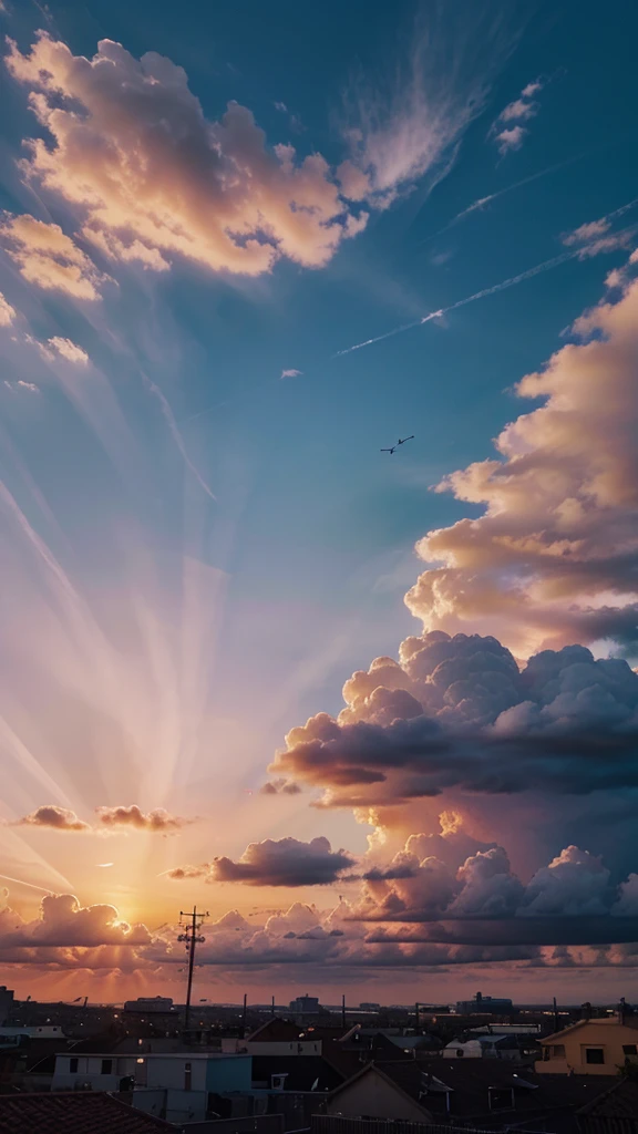 Sky picture, Sunset, instagram story material, aesthetic, clouds, birds, colorful