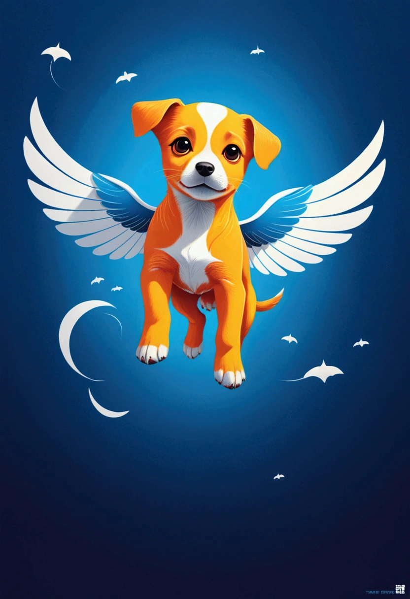 Flying Puppy, full body, by Tang Yau Hoong, cinematic still, (best quality, masterpiece), very aesthetic, perfect composition, intricate details, ultra-detailed, vivid colors