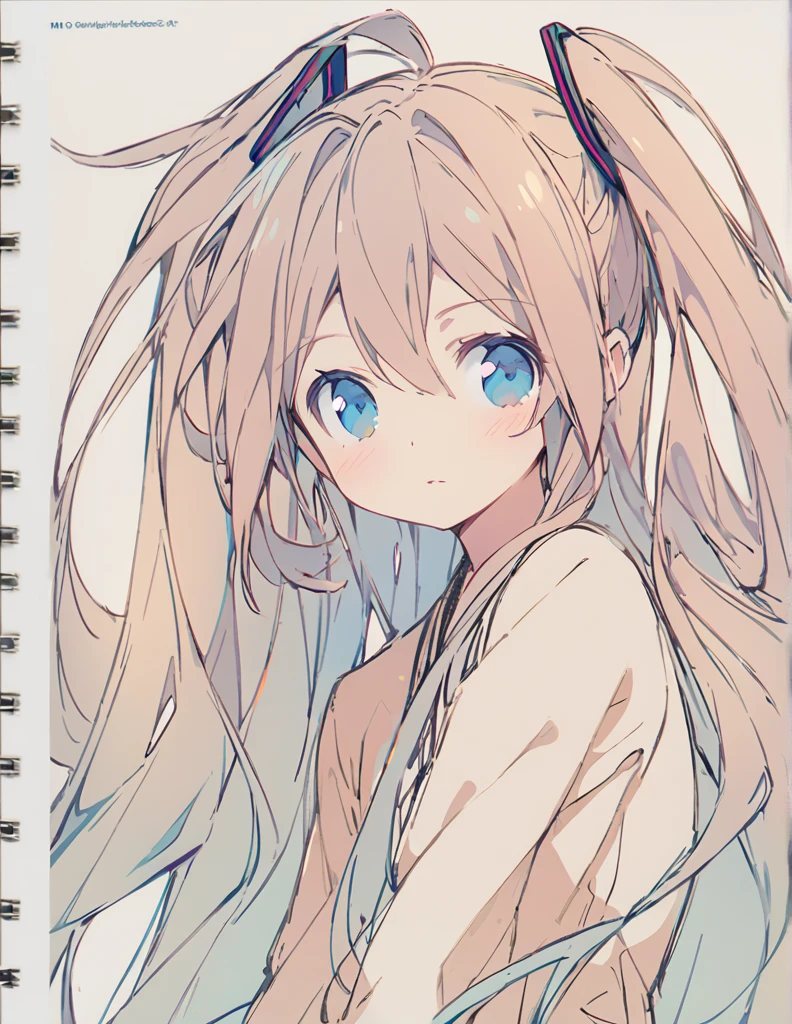 Hatsune miku (Sketches), (Open Close), (Small body), (blue:1.5） (long Hair:blue), (blue eyes)輝く　戦う
