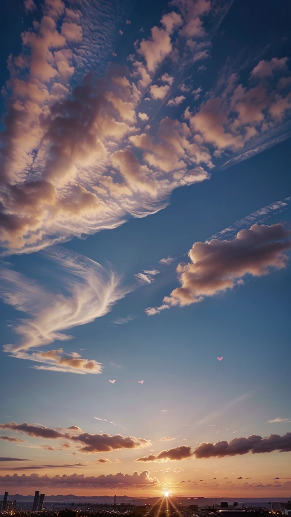 Sky picture, Sunset, instagram story material, aesthetic, heart shaped cloud 