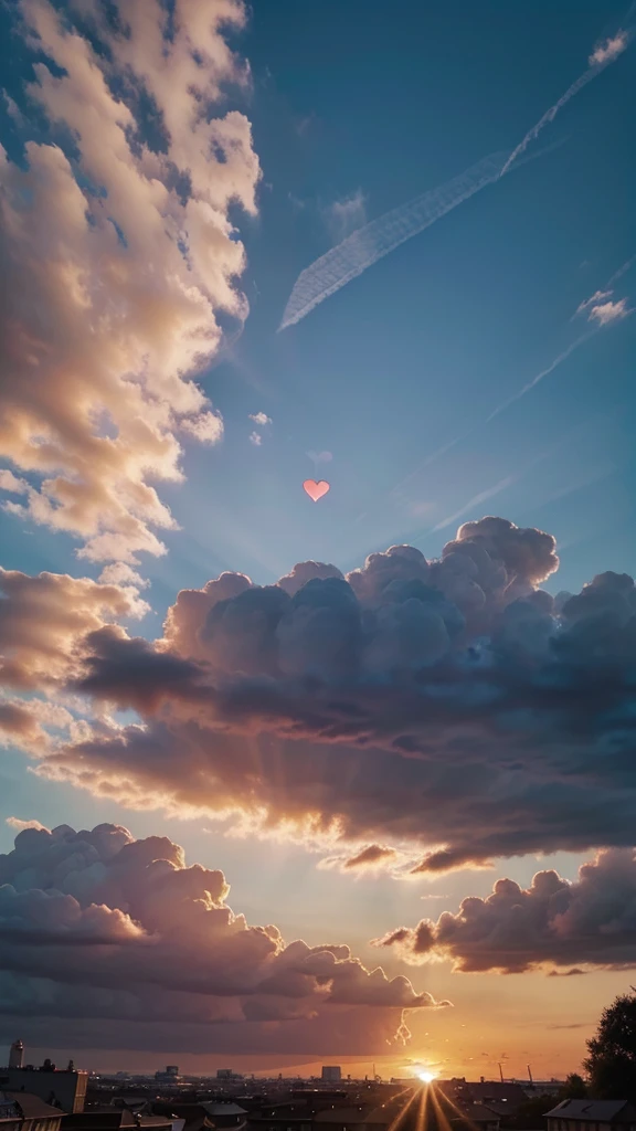 Sky picture, Sunset, instagram story material, aesthetic, heart shaped cloud