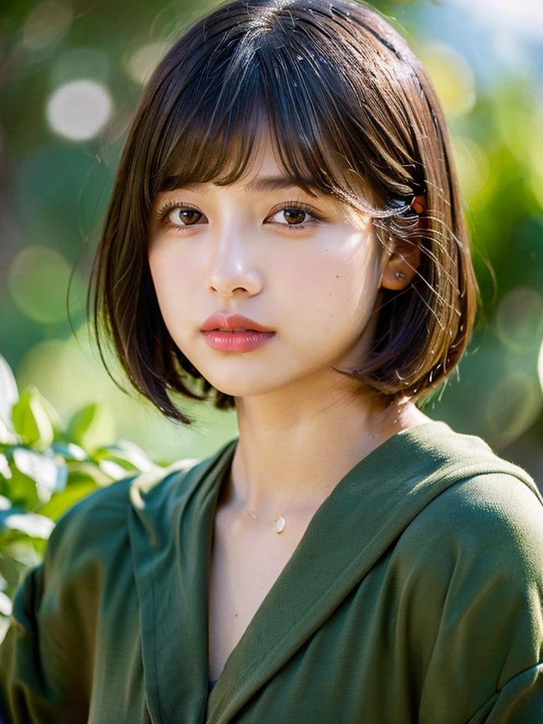 A beautiful, meticulously groomed straight bob hairstyle, plein air, solo, best quality, super high resolution, (beautiful poop:1.3) ((cute:1.3)), (()) camisole, swirling, natural lip color, (on top of that) clean, pure, slightly parted lips, indoor, rim light from behind