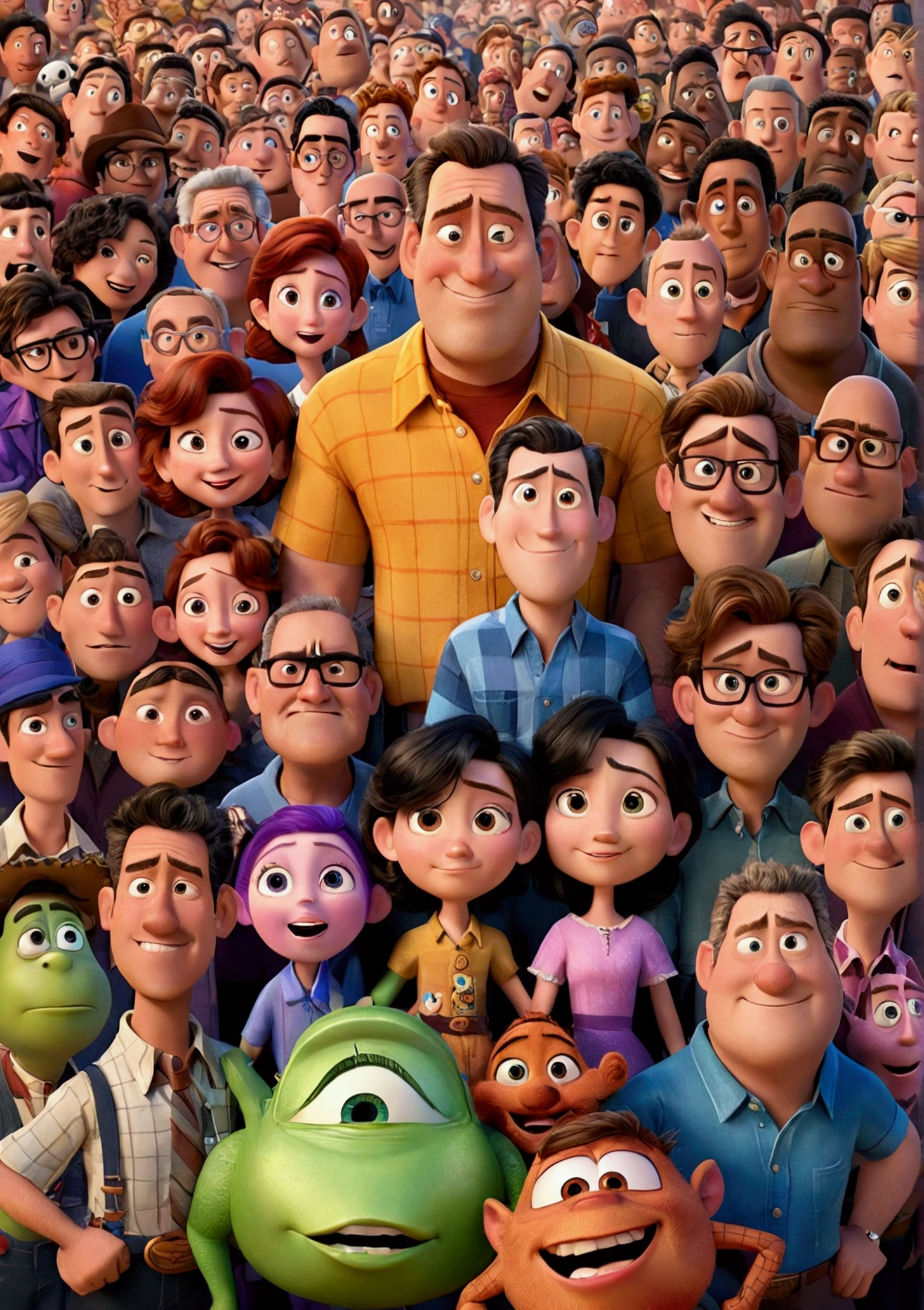 Middle-aged men、rich、Pixar、3d、Disney、For D-ID、Facing forward、9:16