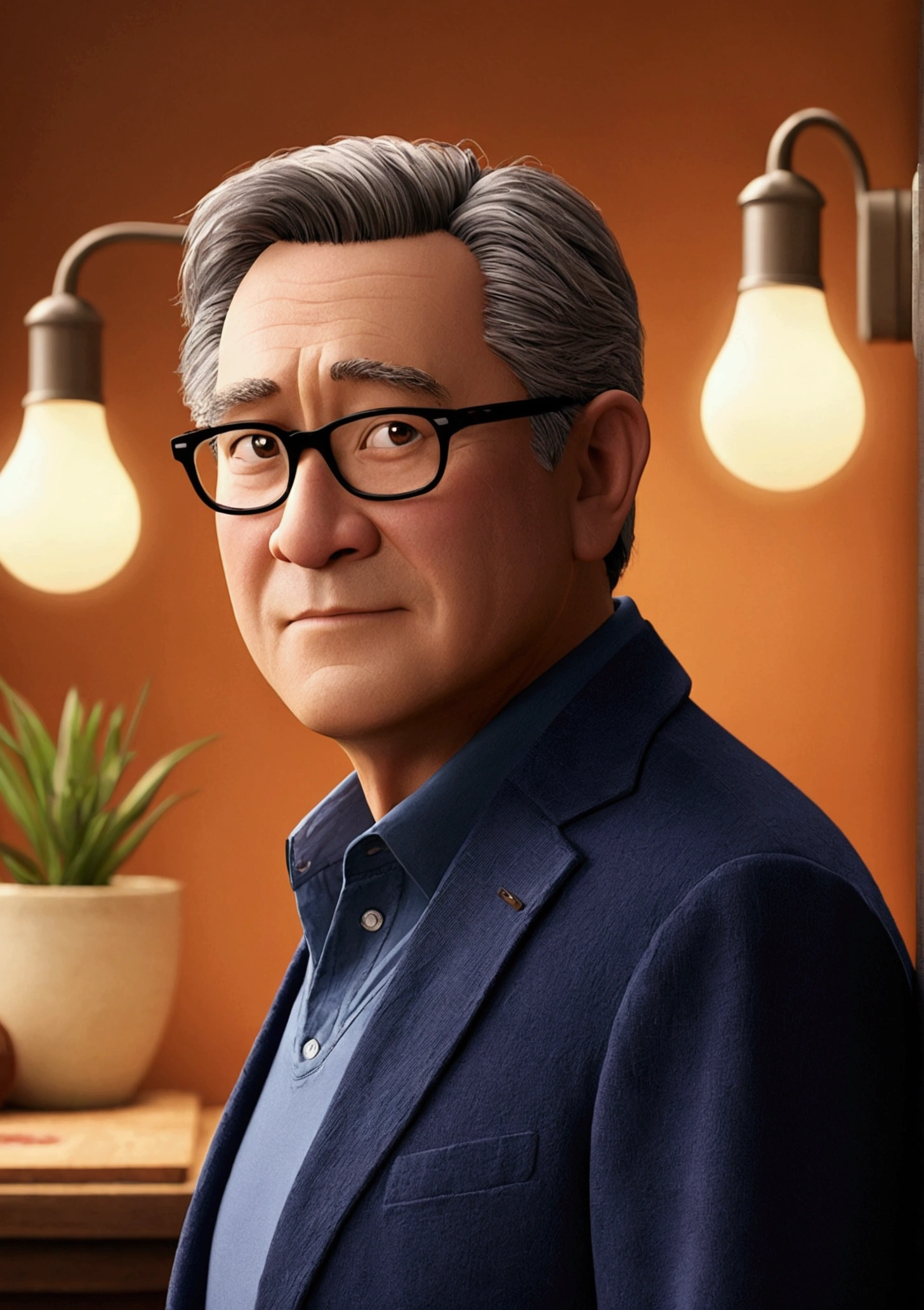 Middle-aged men、rich、Pixar、3d、Disney、For D-ID、Facing forward、9:16