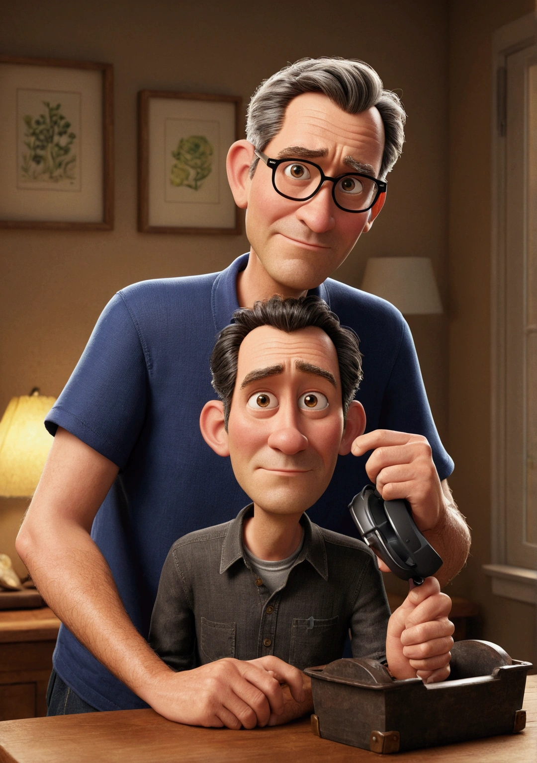 Middle-aged men、rich、Pixar、3d、Disney、For D-ID、Facing forward、9:16