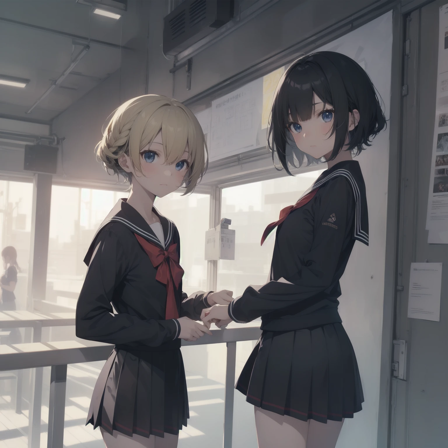 ultra-absurdres-Top quality by artist God, ultra-detailed, high resolution, anime moe artstyle, best anime 8k konachan wallpaper, pixiv contest winner, pool:2810, perfect anatomy,break, 1girl, (Please draw a girl walking sleepily to school alone. )break,(Solo,little female, -yeld:1.Full limbs, complete fingers,a junior hihort hair), short cut, flat chest, , small butt, small black eyes, beautiful detailed eyes, well-proportioned iris and pupils, expressive eyes, highres detailed hair, soft expression, salor school_uniform, sailor collar, serahuku, bow, pleated skirt,(Detailed Lighting), (Detailed background), in the School commute route. break,super detailed skin, Best cinematic lighting powered by famous artist, 8k,beauty illustration,photoshop_(medium),very aesthetic,break,((artist:kotorai )), artist:clamp ,artist:carnelian ,artist:kantoku ,