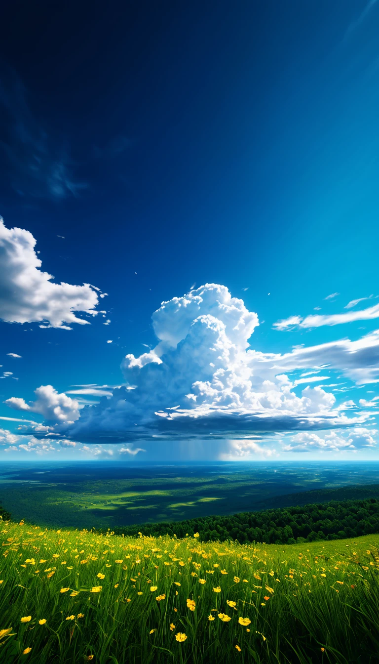 Summer sky,Realistic,Very realistic,Extreme Detail,Breathtakingly realistic,High contrast realism,High Saturation Realism,Vibrant colors,Dramatic lighting,Fascinating landscape,Persuasive storytelling,Atmospheric scenery,Fascinating footage,Intricate details,Strong emotions,Heavenly Beauty,A dreamlike world