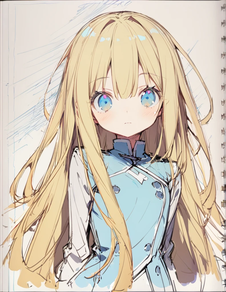 1girl (Sketches), (Open Close), (Small body), (blue:1.5) (long Hair:1.0), (eyes)輝く 戦う