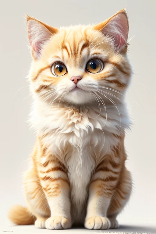 best quality,masterpiece,Ultra-high resolution,(photoPractical:1.4),4K,Meticulous attention to detail,
Lovely, No humans, White background, Simple background, Practical, animal focus, Looking at the audience, Whiskers, animal, Fluffy, Solitary, Golden gradation cat, Golden fur,full_Body,