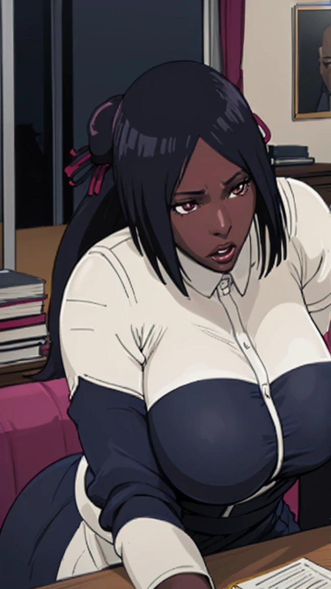 Black woman in a sexy secretary uniform(white shirt and black skirt ) having sex with raikage (black man) ,woman and man office sex ,2 character,stealth sex ,behind the waal,milf ,big breast,porn scene ,nsfw,doggy style sex ,Naruto karui akimichi 