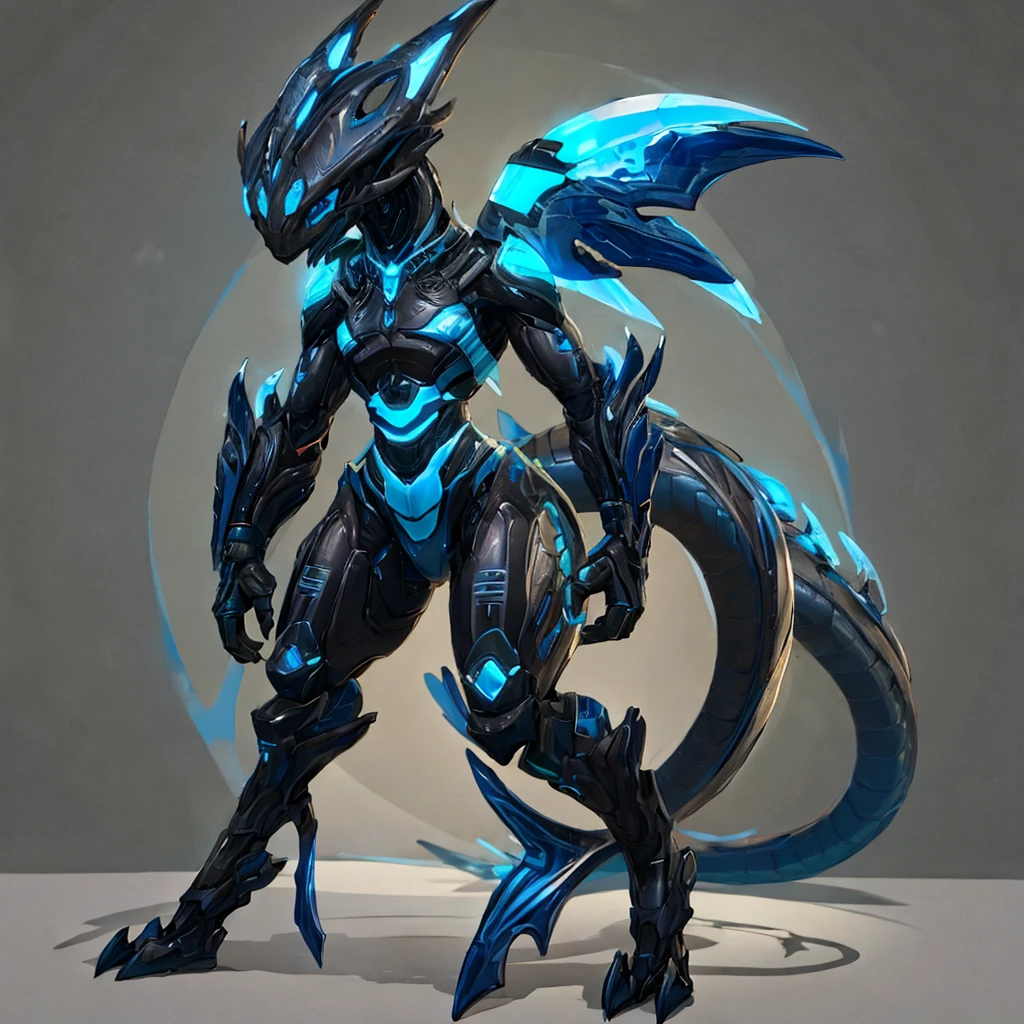  anthropomorphic dragon,alien,Blue eyes,black skin, legs:Digitation,alien body shape, 1 girl, full length, sexly