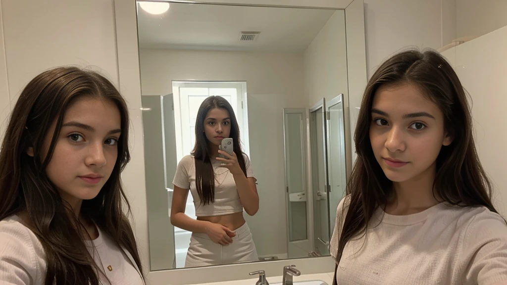 several women are taking a picture in a mirror in a bathroom, profile pic, profile picture, posing for a picture, very very low quality picture, 18 years old, mirror selfie, beautiful girls, profile image, older sister vibes, , instagram model, selfie, high picture quality, selfie photo, leaked photo