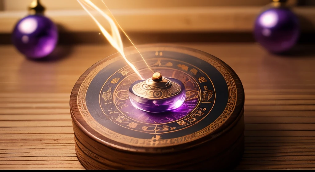 Cute girl Magic Taoist magic circle sexy Blonde Sparkling Eyes Lightning Staff Jewelry box Amethyst Pendant