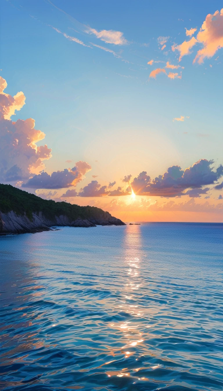 Summer blue sky and calm blue sea