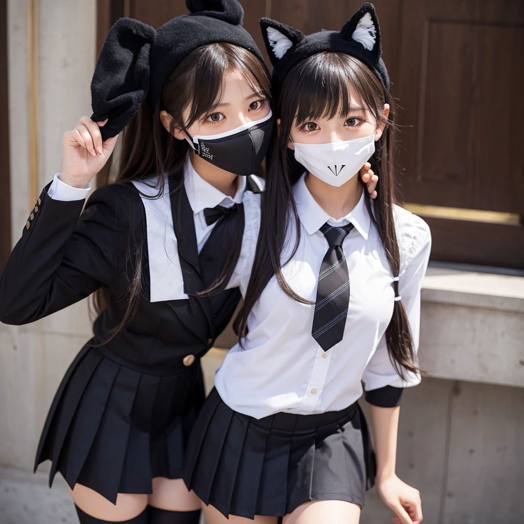 uniform Short Wolf darkness Middle school students cute Black Mask skirt A Cup