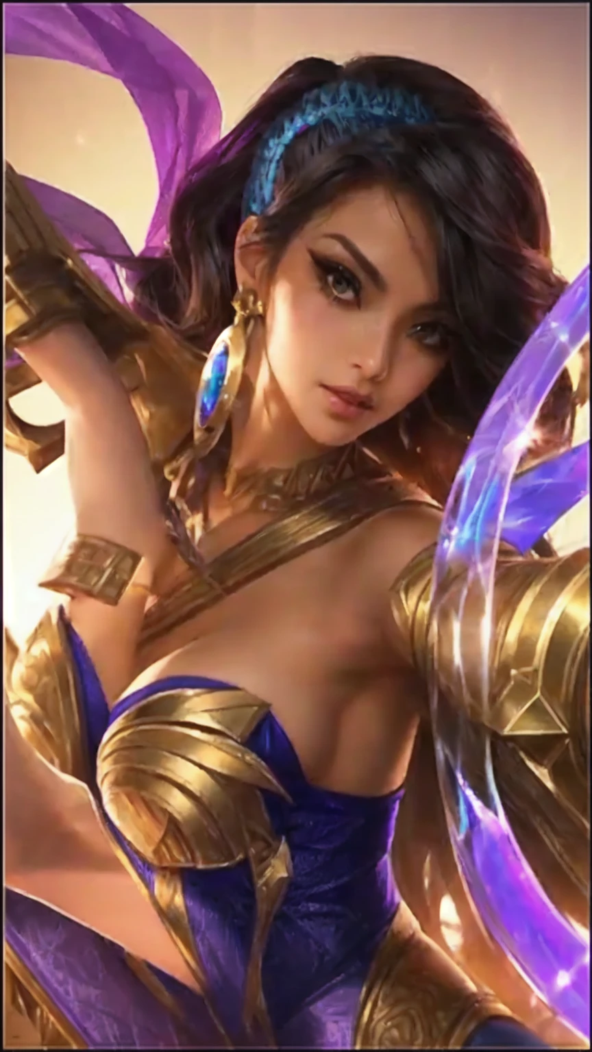 a woman in a purple dress holding a sword and a purple and gold outfit, artgerm detailed, zenra taliyah, artgerm style, portrait of modern darna, style artgerm, as seen on artgerm, irelia, extremely detailed artgerm, artgerm lau, style of artgerm, artgerm jsc