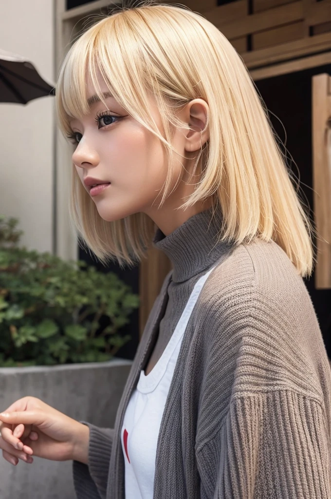 Blonde bob Japanese beauty