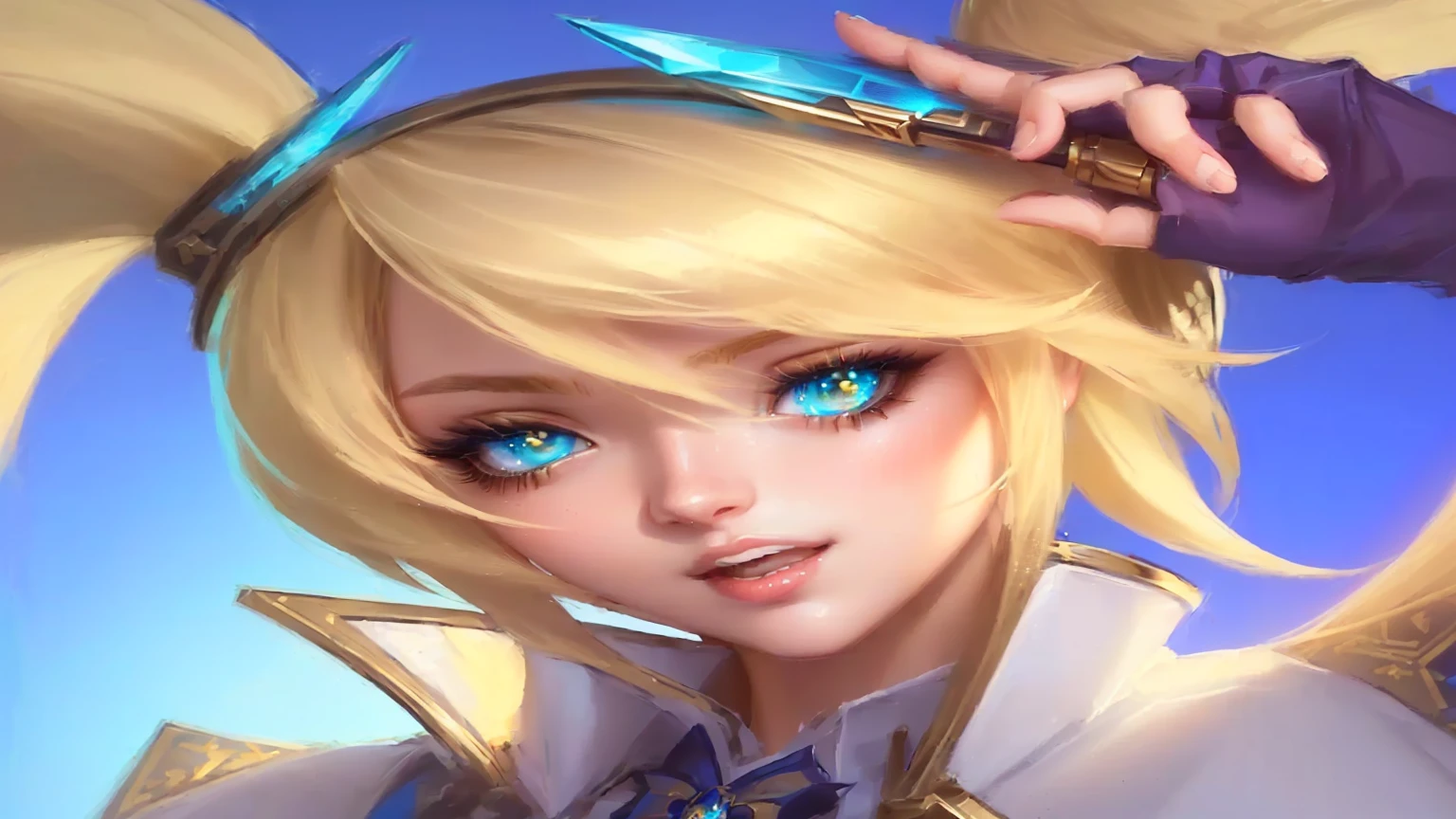a close up of a woman with blonde hair and blue eyes, portrait knights of zodiac girl, kda, style artgerm, extremely detailed artgerm, ! dream artgerm, ig model | artgerm, artgerm style, seraphine ahri kda, trending artgerm, mobile legends, artgerm portrait
