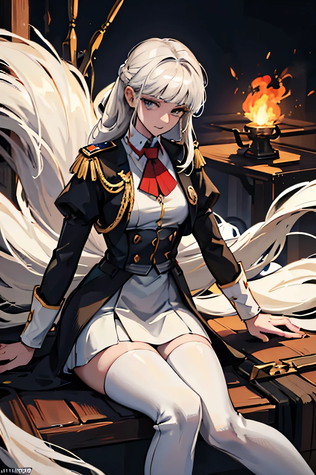Appearance:
Black eyes
White hair color
Snub nose
Pronounced cheekbones
Eyebrows are 2mm wide
Medium sized ears
Claw-shaped scar on the neck.
Height 178 cm
Small lips
Character:
"The cold-blooded commander of Atila's army. She is an intelligent and calculating girl who knows how to make decisions. Maria wants to defeat Palidos and establish Atil's rule over the entire world. "
Being a patriot of her country's army, she is ready to sacrifice herself in order to further the victory of her own country, Maria has killed and more than once, in total there are 35 murders by her own hands and 80 murders by others. She will do this in order to promote her own regiment called Shinsenna. She's equally pessimistic about everyone. She doesn't care about the opinions of others. She solves disputes and disagreements quickly, clearly, and to the point, if anything, she accepts her own defeat. She is ready to take revenge for her own regiment and country, it may come to the point of invading a foreign country. Maria is prone to self-sacrifice for the sake of the country. Mariah doesn't care as much about freedom as she does about taking risks with adrenaline and stability. Maria is brutal and this can be understood by her murder rate, she does not take enemy soldiers prisoner, killing them on the spot without hesitation.