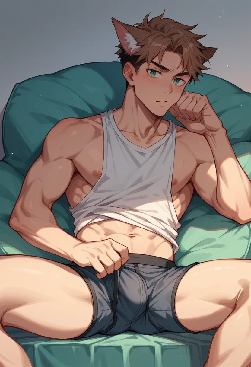 Cat boy in boxers briefs