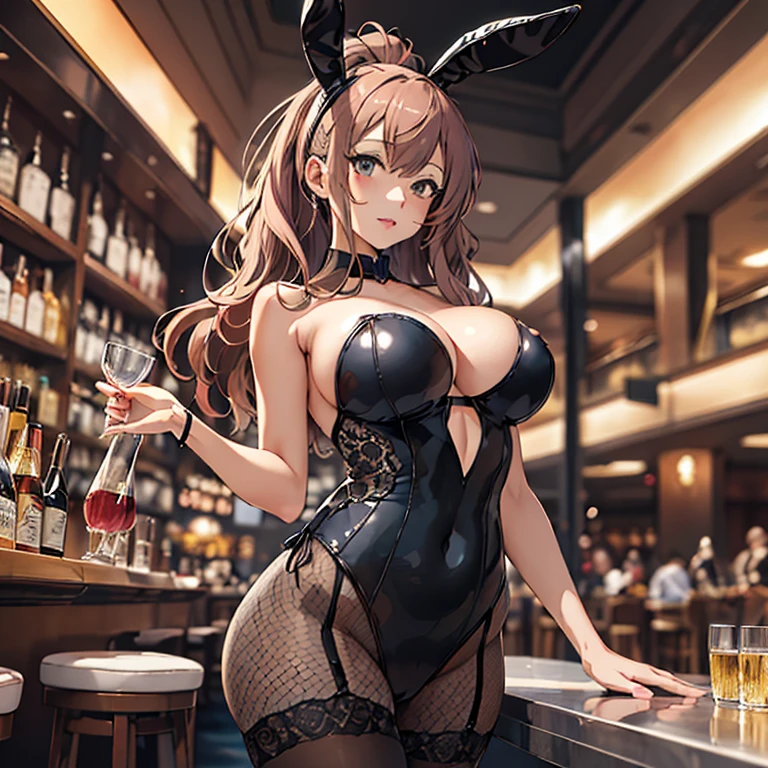 saratoga_kantaicollection, (masterpiece:1.4), (best quality:1.4), (high quality:1.4), (detailed:1.4), (ultra detailed:1.4),(hyper detailed:1.4),(insanely detailed:1.4), (exquisite:1.4),(beautiful:1.4), art CG,8K, 1 girl, solo, ( black playboy bunny costume:1.3), black pantyhose, VIP lounge in casino,
