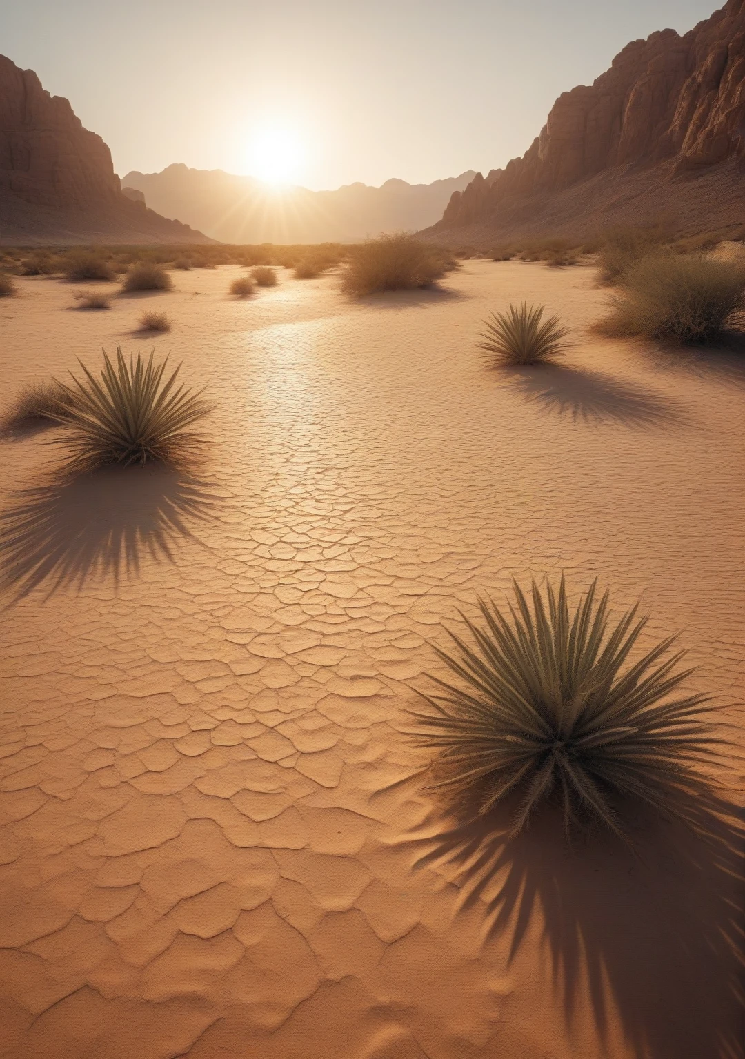 Backlight (masterpiece:1.2) (Highest quality) (detailed) (Complex) (8k) (High resolution) (wallpaper) (Cinema Lighting) (Sharp focus),Desert Punk,Extremely hot summer,Scorching Sunlight,Oasis waterside,landscape