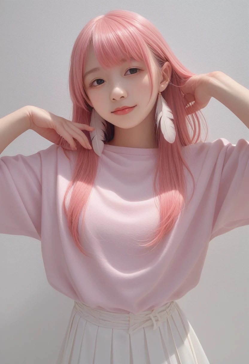 Girl with blue-pink hair and peacock feathers, Inspired by Cheng Liyanjun, CG Society, 🌺 Anime style. 8K, Anime style 3D, Popular on cgstation, 8K high quality detail art, guvez style artwork, Fantasy art style, Realistic anime 3D style, Anime inspiration, Anime style mixed with Fujifilm