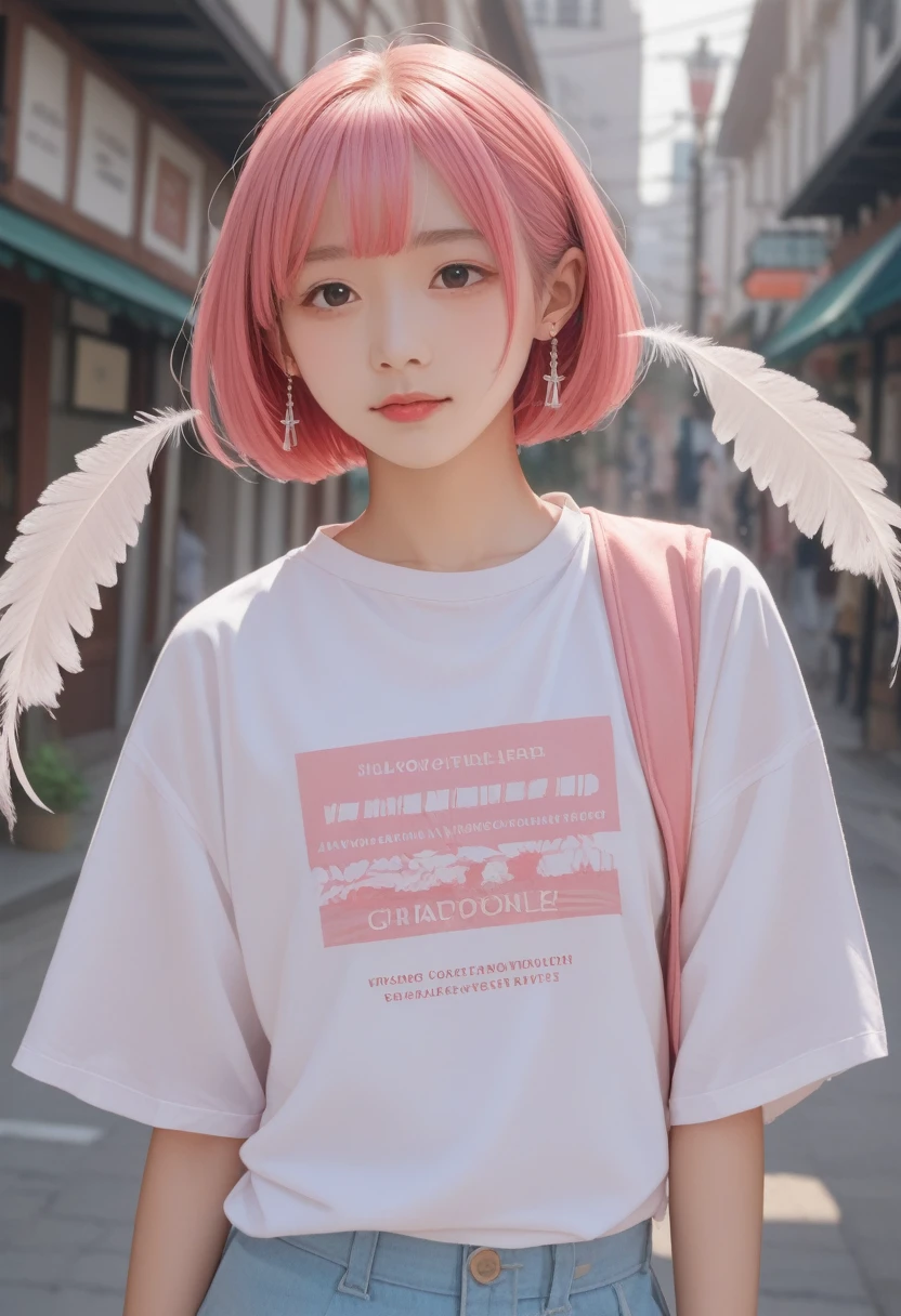 Girl with blue-pink hair and peacock feathers, Inspired by Cheng Liyanjun, CG Society, 🌺 Anime style. 8K, Anime style 3D, Popular on cgstation, 8K high quality detail art, guvez style artwork, Fantasy art style, Realistic anime 3D style, Anime inspiration, Anime style mixed with Fujifilm