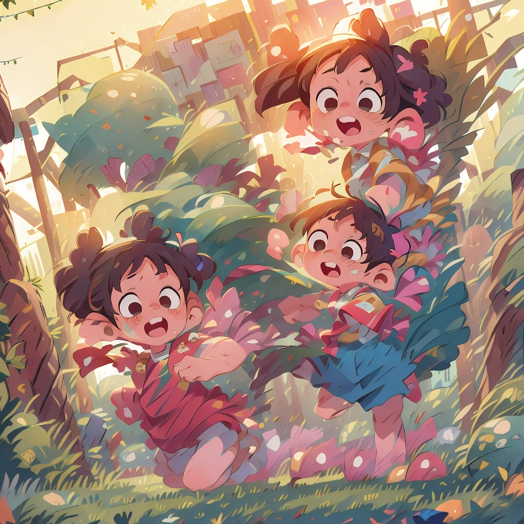 Anime baby crying a sister carries the crying at a city top quality masterpiece
