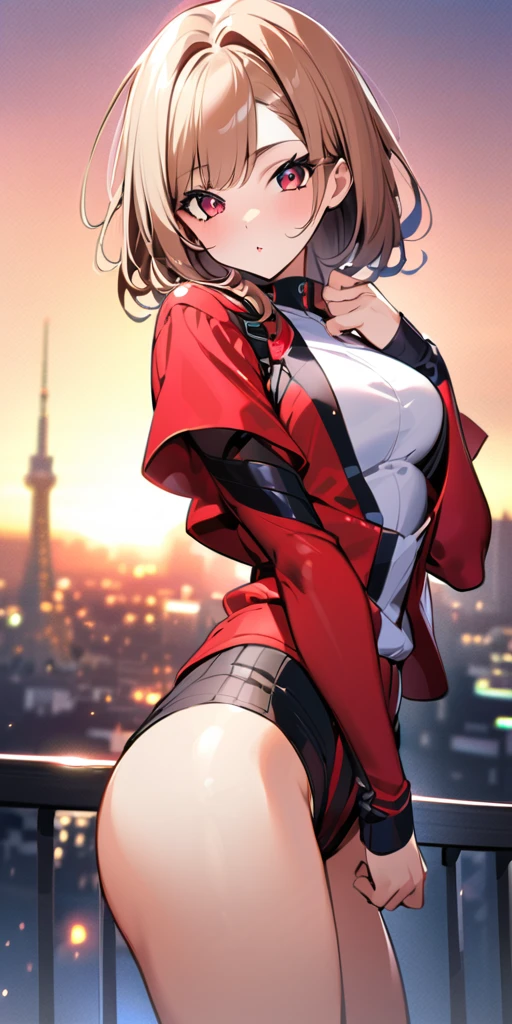 ((Highest quality、masterpiece、Anime Style、Highest quality、High resolution、8k、detailed、ultra-detailed:1.3))、Long legs、Sharp focus:1.2, Beautiful woman with perfect figure:1.4、(smile:1.2), double eyelid、30-year-old woman、Sexy pose、((((Shut your mouth.、One Woman、ワンピース:1.5)))),The background is tokyo