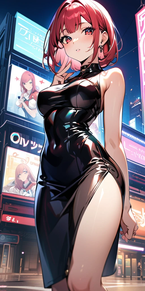 ((Highest quality、masterpiece、Anime Style、Highest quality、High resolution、8k、detailed、ultra-detailed:1.3))、Long legs、Sharp focus:1.2, Beautiful woman with perfect figure:1.4、(smile:1.2), double eyelid、30-year-old woman、Sexy pose、((((Shut your mouth.、One Woman、ワンピース:1.5)))),The background is tokyo
