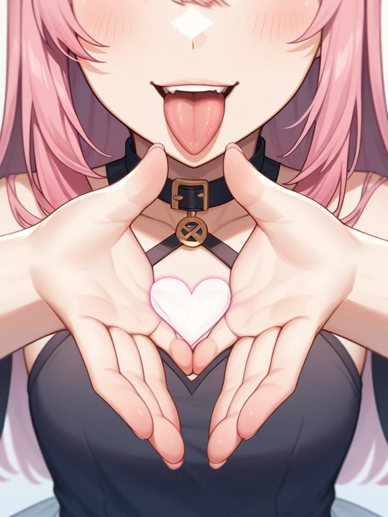 Adult, Female, long pink hair, winking, smiling, invisible heart symbol hands tongue out, vtuber, otaku bedroom, Masterpiece, Accurate, Anatomically Correct, Best Quality, High Details, Detail, Super Detailed, Best detail, Perfect detail, Amazing detail, [-3, 3], perfect hands, best hands, best fingers, perfect fingers, perfect body, best body, amazing body, Looking at viewer, front facing, upper body shot, Cat Ears, Close-Up, 