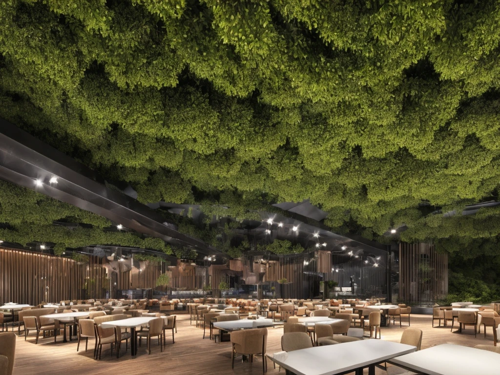 
cafe restaurant, a music stage in a cave, big stage, tone white, spotlights, natural lighting, musical equipment, guitars, pianos, drum sets, trumpets, realistic, surreal,
Wide space, trees around, glass windown big, Realistic,Photorealism