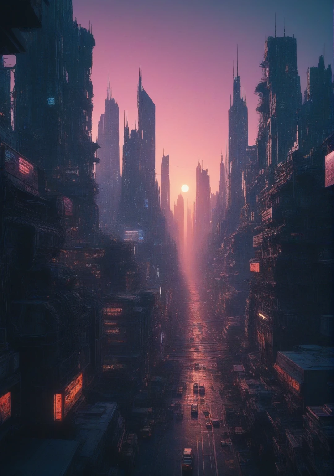 Extremely hot summer,cyber punk,Local metropolis,landscape,Backlight (masterpiece:1.2) (Highest quality) (detailed) (Complex) (8k) (High resolution) (wallpaper) (Cinema Lighting) (Sharp focus)