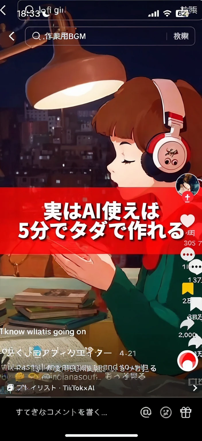 One girl, Studying while listening to music, blend, Looks like something out of a Ghibli anime
