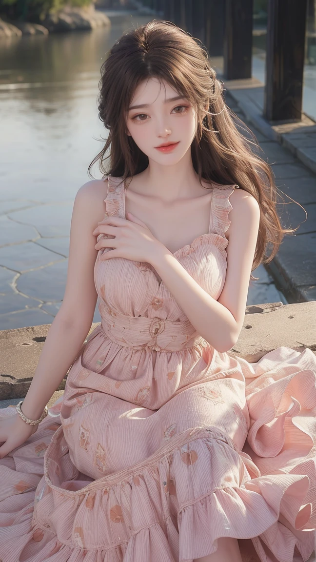 1girl, cheerful girl, carefree and happy, smiling, laughing, The girl is wearing a beautiful dress, the girl's eyes are bright and sparkling, very beautiful, cute and sweet 