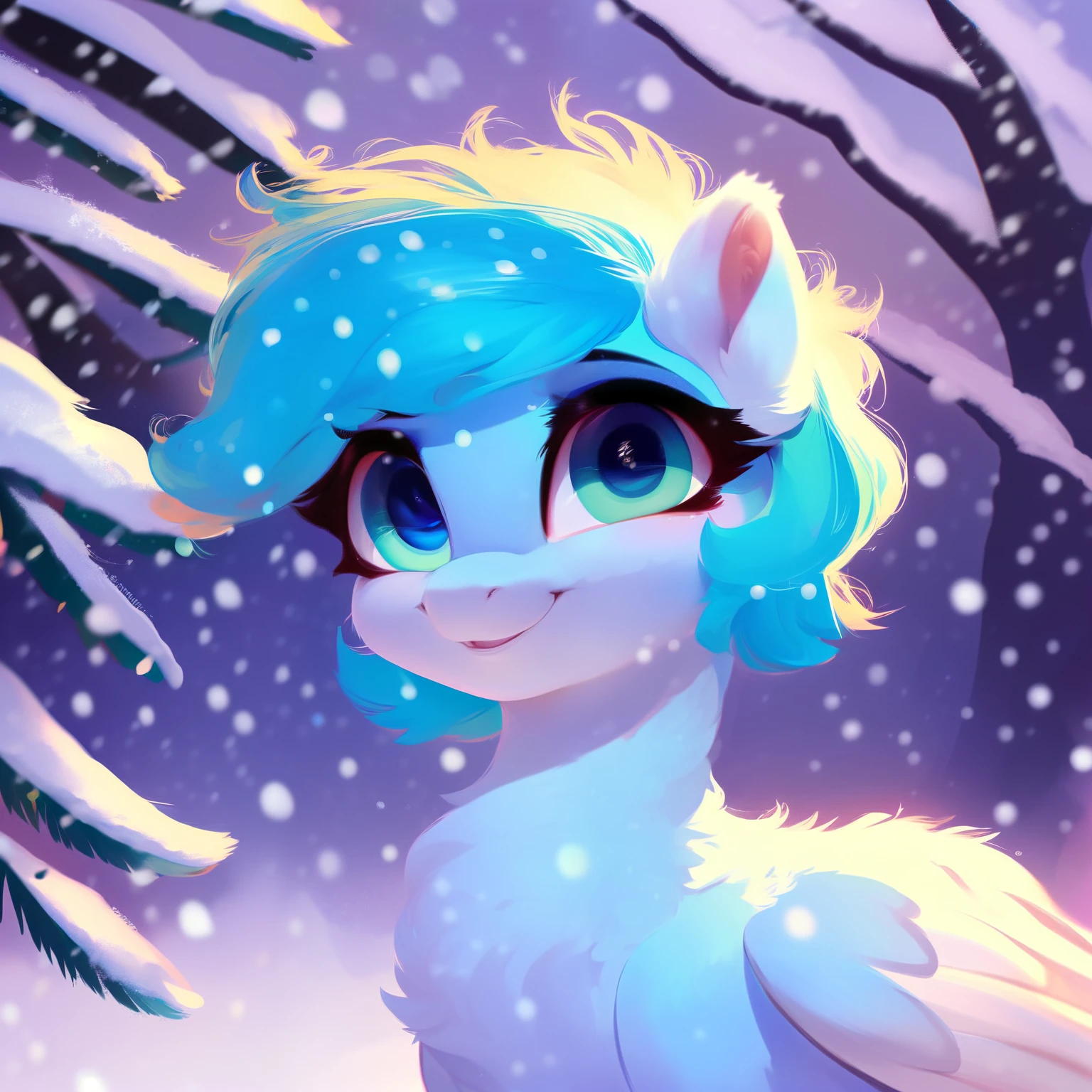 rating_safe, score_9, fluffy, feral pegasus pony,Bad,round cute face,very (((light blue body))), (((snow-white short mane))) Smooth and fine semi-long bristles,Gentle and clear light blue eyes,Gentle smile。