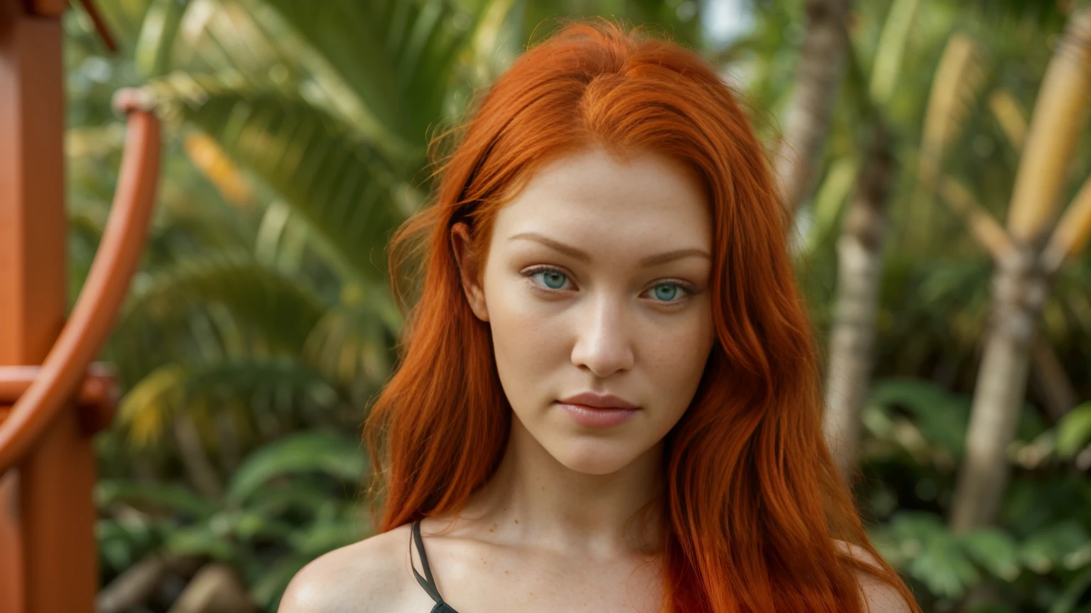 Sunshine ,Beaches ,Oranges ,Everglades ,Alligators ,Disney ,Keys ,Hurricanes ,Miami, Citrus,smile,suspicious glance,distrustful gaze,skeptical look,accusatory stare,blaming gaze,Asian eyes,Slanted eyes,Narrow eyes,Squinted eyes,Almond-shaped eyes,Orientally-shaped eyes,lord of the ring,elf,arwen,leg spread,sulphurous,lascivious, torrid, (bella hadid:1.1),look towards the viewer,beautiful detailed face,beautiful detailed body,long red hair,ginger, red head ginger,long red-haired girl with green eyes,realistic photo,highres,ultra-detailed,photorealistic,vivid colors,bokeh, concept artists,green eyes, long red hair,ginger,red head ginger,best quality, 4k, 8k, highres,masterpiece:1.2, ultra-detailed,realistic, photorealistic, photo-realistic:1.37, girl with green eyes and long red hair, stylish makeup, perfect lighting, glamorous pose, a close up of a woman with red hair, with red hair and green eyes, red head, red hair, she has red hair, red girl, red hair girl, with red hair, red hair and attractive features, brilliantly colored, red hair goddess, red hair girl