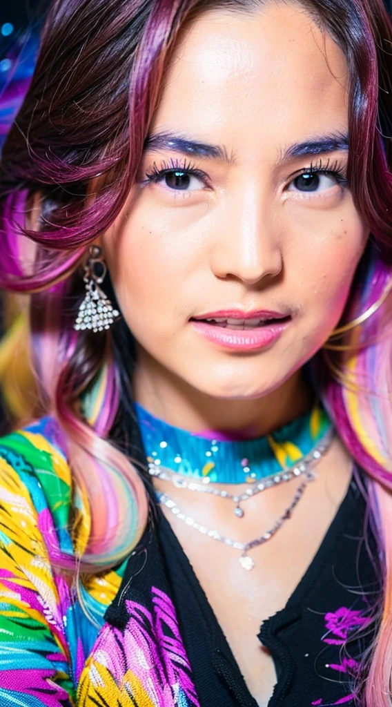 a close up of a woman with rich and colorful hair and a necklace, Cosmic hair anime girl, Rose draws pastel vibrant, guweiz style artwork, fantasy art style, rich and colorful]”, Vibrant fantasy style, rossdraws cartoon vibrant, cosmic and rich and colorful, guweiz, rich and colorfull digital fantasy art, Stunning art style, Beautiful anime style