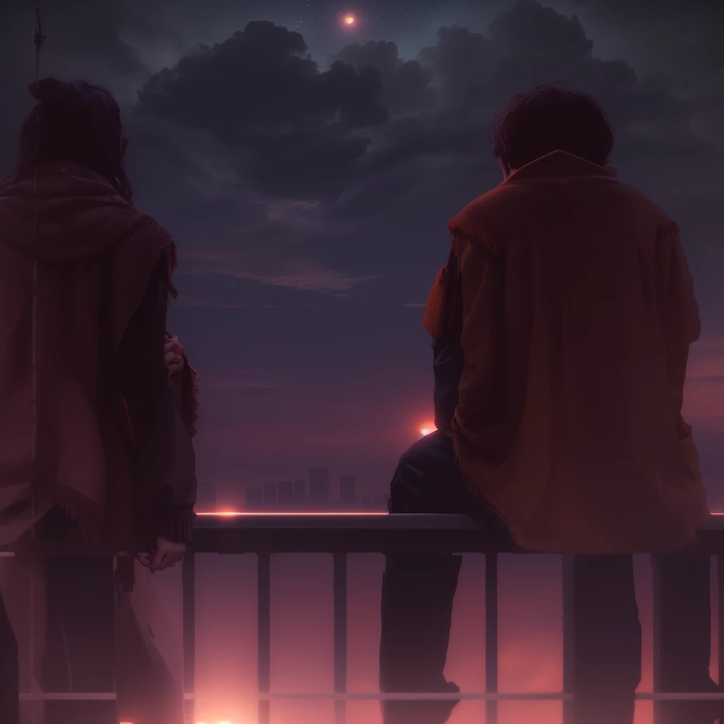 Two people standing on a bridge looking at the city, Screenshots from YouTube videos, Movie screenshots, Highlights from the movie, Movie stills, Nighttime footage, Bokeh Top Cinema Lighting, Movie screenshots, Movie screenshots, Balcony scene, Movie stills, Movie stills, Movie stills, A scene from a movie