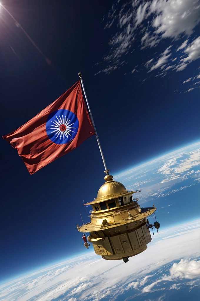 A satellite with Nepal flag in it