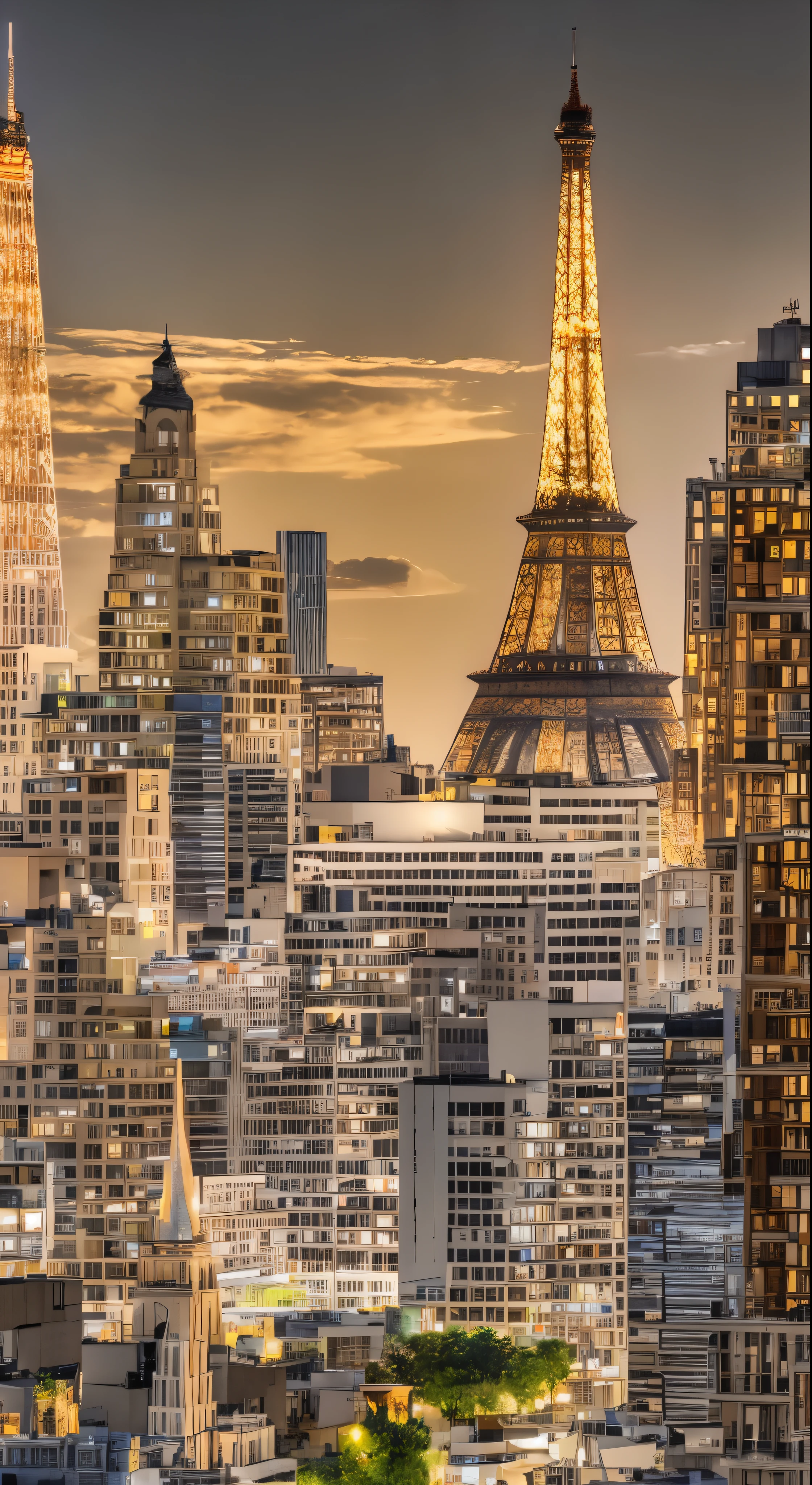 With high definition images、The towering metropolis and the majestic Eiffel Tower、Illuminated by the Paris skyline at dusk、Breathtaking cityscape。This impressive piece ieticulously reinterpreted against the backdrop of the City of Light、Provides highly detailed close-ups。High-definition aesthetics seamlessly combined、It depicts a captivating city, breathtakingly illustrated by artists Jen Bartel and Alina Aena Enami.。 This charming streetscape is reminiscent of Raleigh&#39;s unique style.、It is a testament to the miniature of a work of art.。Each piece has a life force
