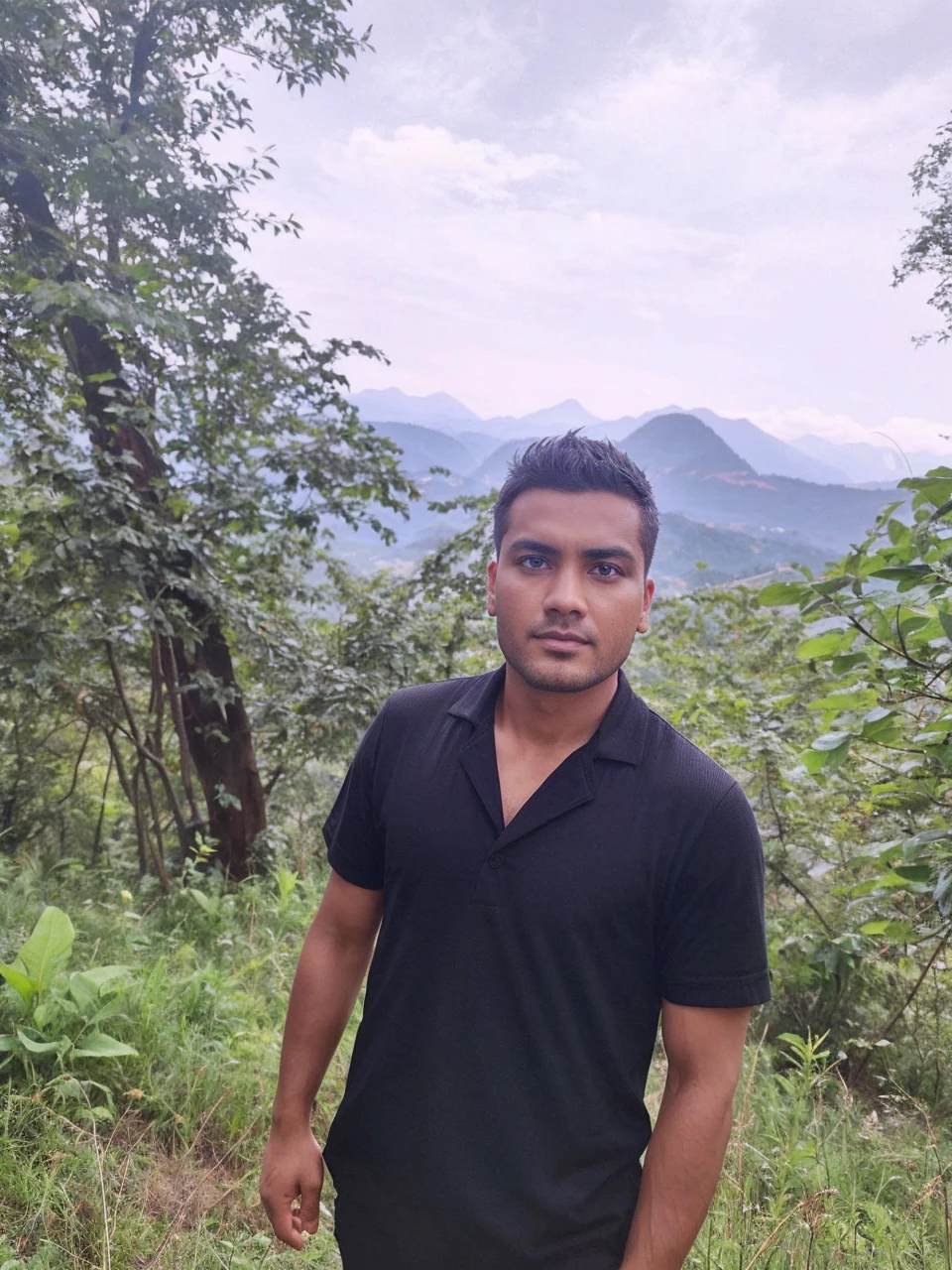 Make the photo with sharp eyes and smart look in the eyes.