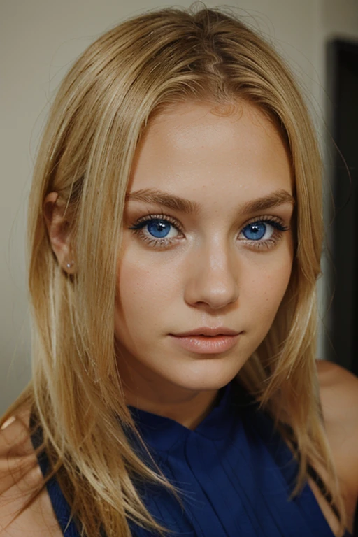 Blonde girl with blue eyes