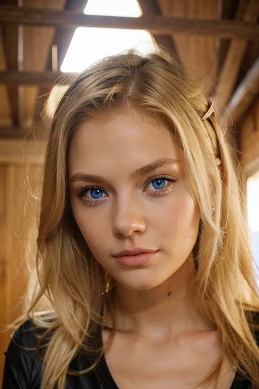 Blonde girl with blue eyes