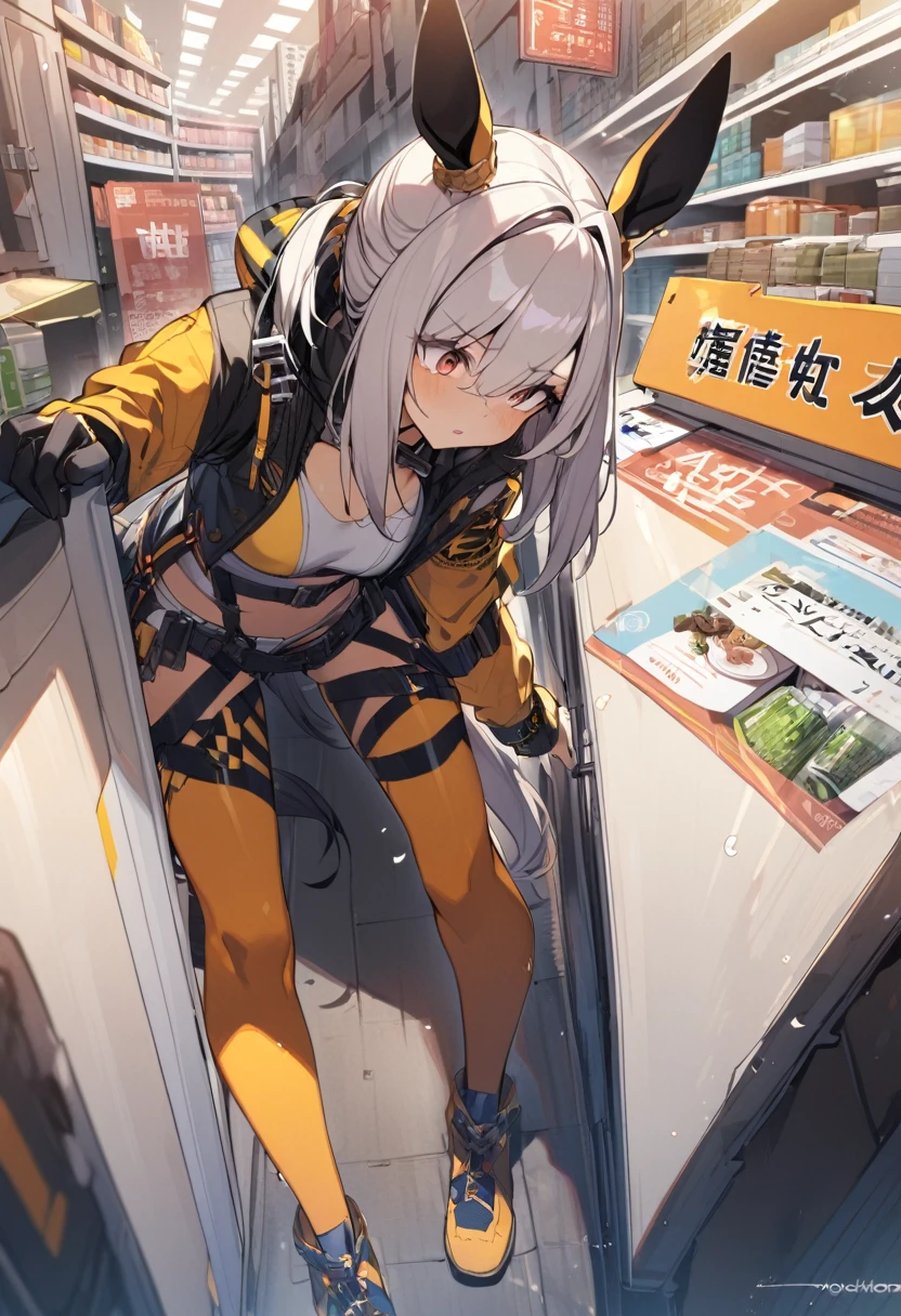 1 girl,Browsing Caution,Horse's ears, clavicle, ,Hollow Eyes,((Purple glowing eyes 1.5)), ((Big Tits 1.8)) , , Emotions are removed,(Black latex tight bodysuit),avert your eyes , whole body shape, ((Squat,Spread your legs, Put your arms behind your head)),(Highest quality、4K、8k、High resolution、Must have:1.2)、Very detailed、(reality、that's reality的な、reality的な:1.37)、Ticker、Hyper HD、Studio Lighting、Ultra High Definition Paint、Sharp focus、Physically Based Rendering、Extreme Detail、Professional specifications、Vibrancy and color、Blurred、Sports portrait、landscape、Horror Style、Anime Big Tits、sf、photograph、Concept Artist、Five Fingers, Perfect body, {{{masterpiece}}}, {{{Highest quality}}}, {{Very detailed}}, {shape}, {{Very delicate and beautiful}},Improved cost performance、All Roles、Canon 5D MK4でphotograph、photograph,