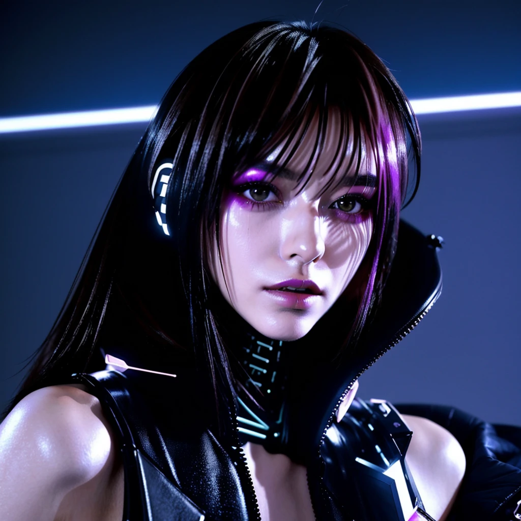 フェイスペイントをしたサイボーグのBeauty, whole body, cyber punk, Fashion Model, Beauty, Francis Bacon's painting style, BREAK Best quality.
