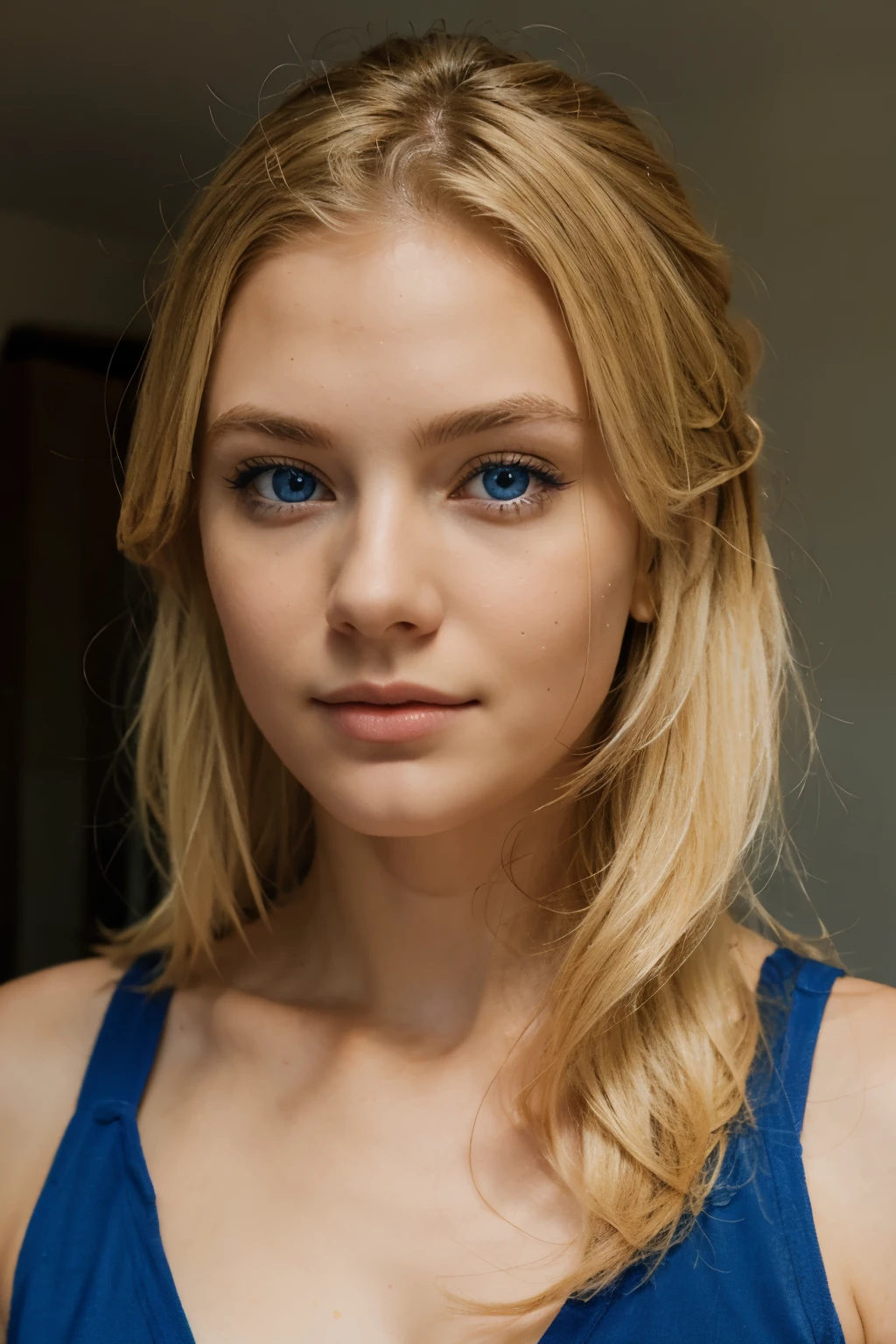 Blonde girl with blue eyes