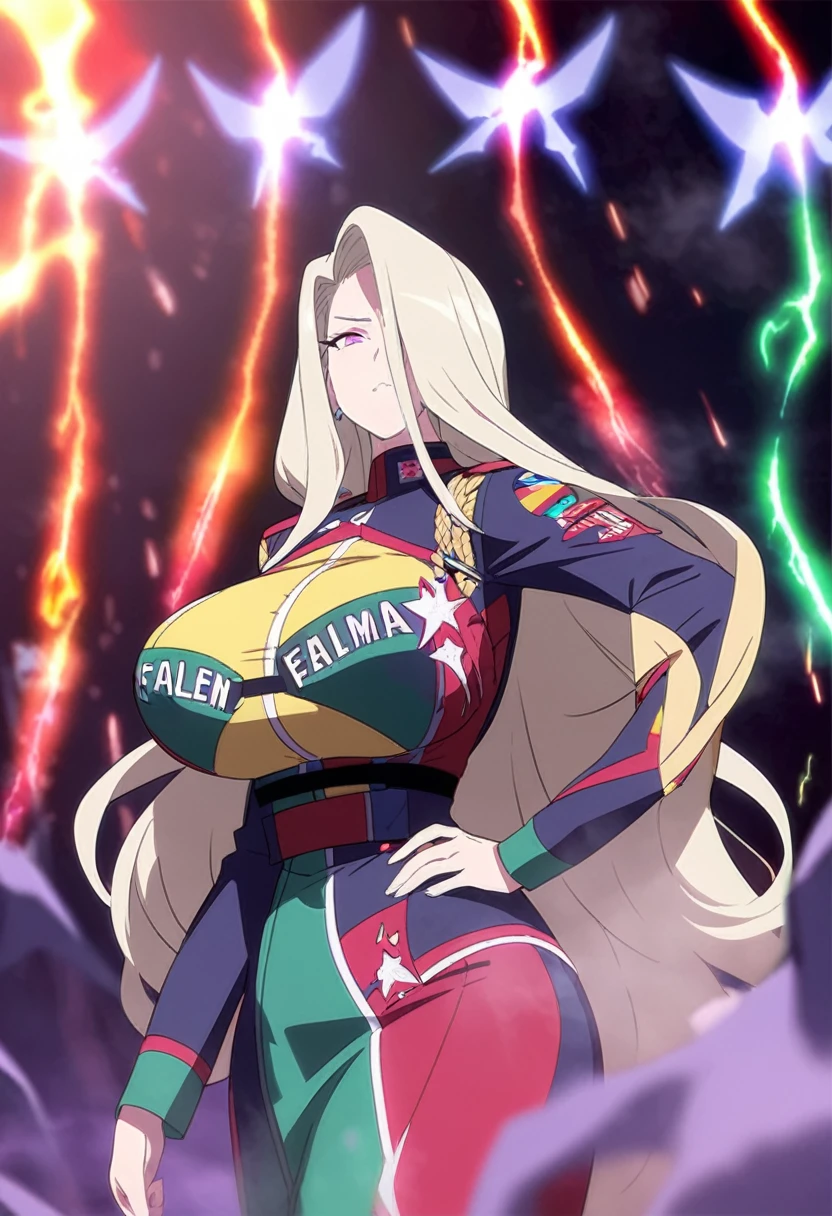 (Mature Woman),(Big Breasts),(Long Hair),パワーレンジャー standing in a line,Special Effects,Colorful combat uniforms,Promotional Steel,Fallen into evil